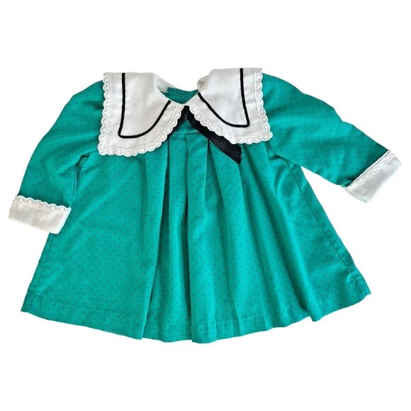 Vintage Pretty as a Picture Toddler Girl Dress 18 Month Long Sleeve Polka Dot - Picture 3 of 5